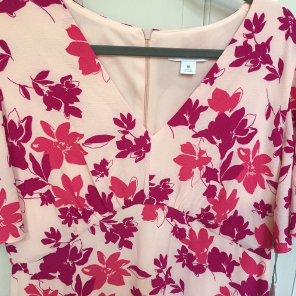 Liz Claiborne Pink Floral Short Sleeve Midi Dress - Picture 5 of 16